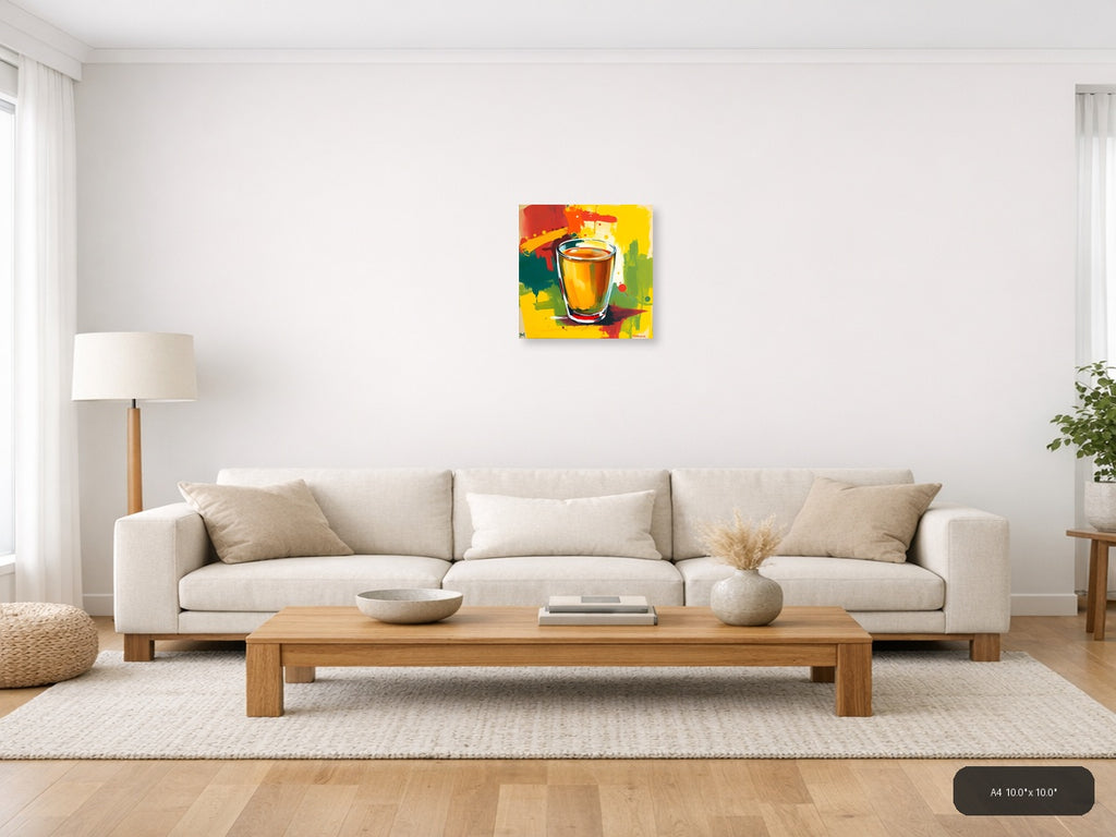 Colorful Abstract Beer Glass Pop Art Wall Art — A4 / Living Room