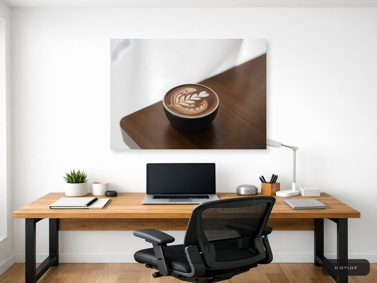 Minimalist Latte Art Coffee Cup Wall Art — A1 / Office