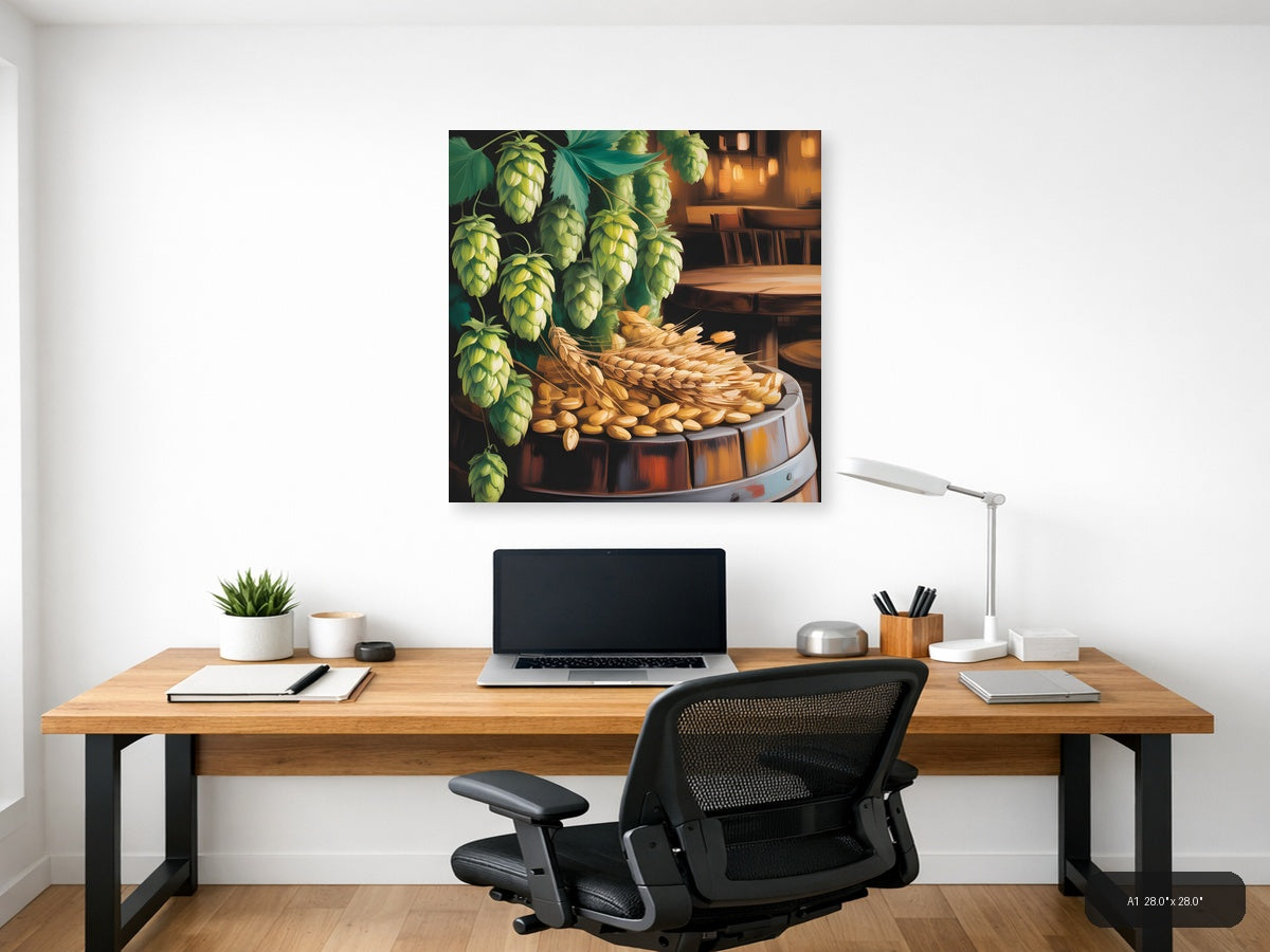 Hops and Barley Brewery Wall Art Print — A1 / Office