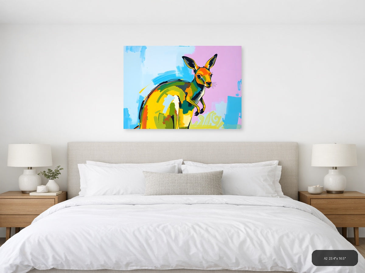 Colorful Abstract Deer Portrait Modern Wall Art — A2 / Bedroom