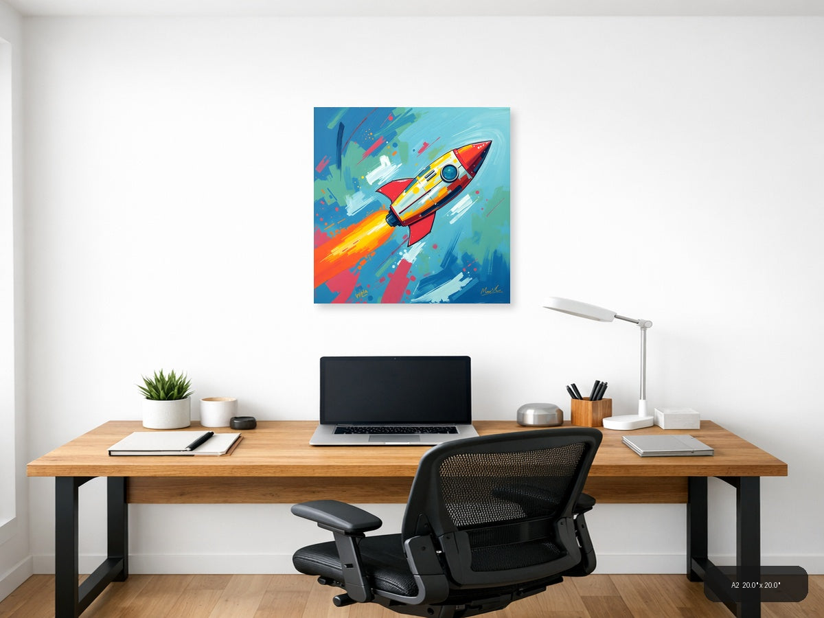 Colorful Rocket Launch Abstract Wall Art — A2 / Office