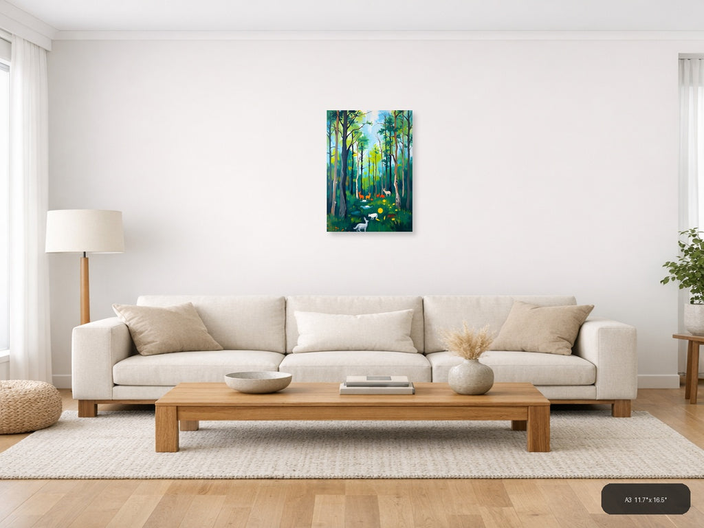 Forest Wildlife Abstract Portrait Wall Art — A3 / Living Room