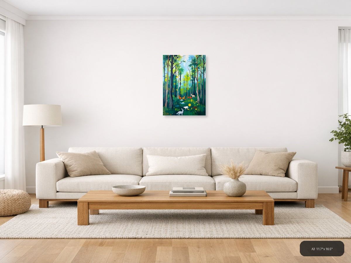 Forest Wildlife Abstract Portrait Wall Art — A3 / Living Room