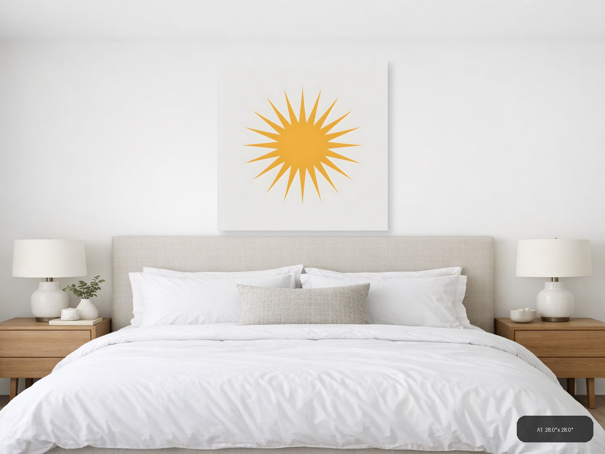 Golden Starburst Minimalist Sun Wall Art — A1 / Bedroom