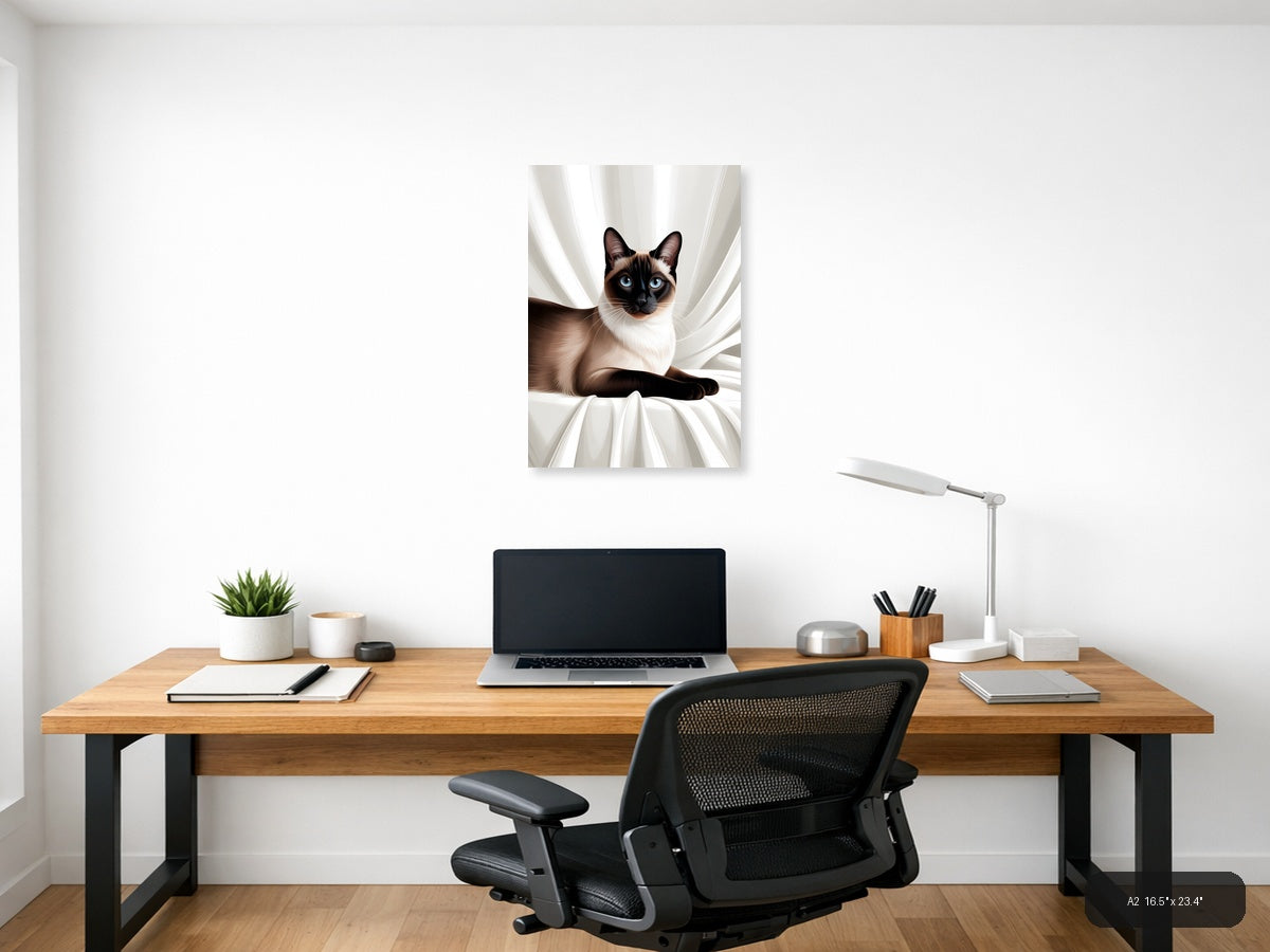 Siamese Cat with Blue Eyes Minimalist Wall Art — A2 / Office