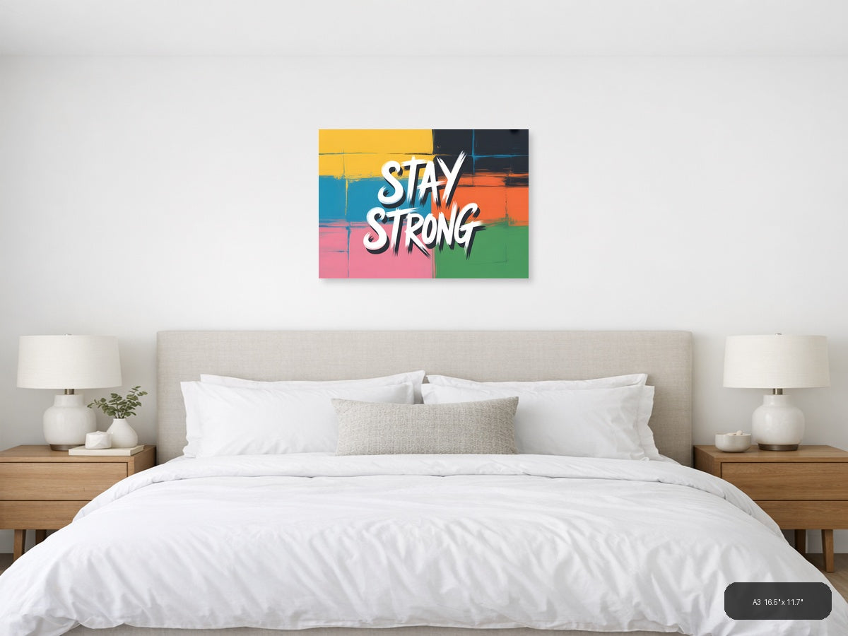 Stay Strong Colorful Abstract Street Art Wall Art — A3 / Bedroom