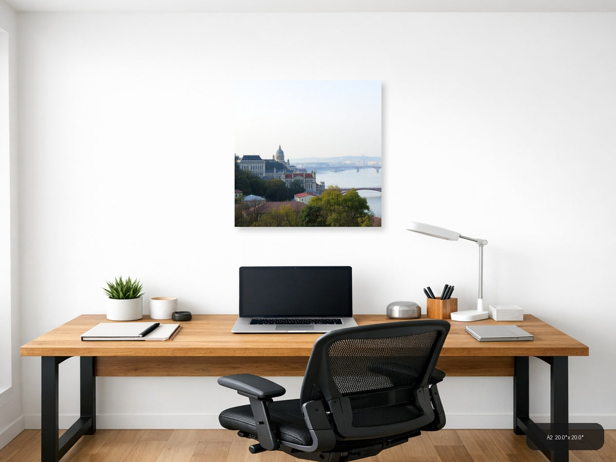 Budapest Danube River Cathedral Cityscape Minimalist Wall Art — A2 (Office)