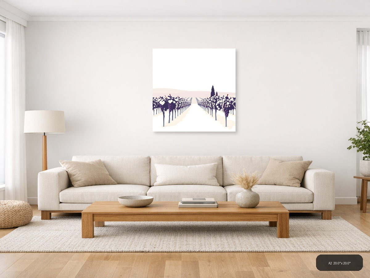Minimalist Vineyard Path Wall Art — A2 / Living Room