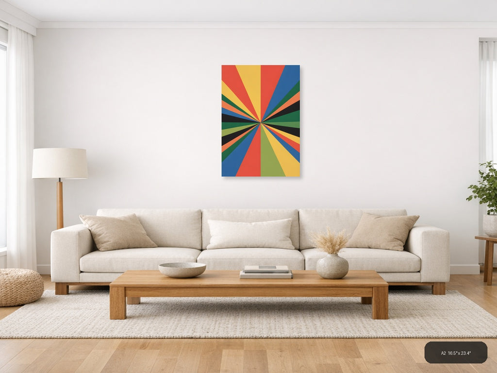 Colorful Radial Sunburst Rays Abstract Photography Wall Art — A2 / Living Room