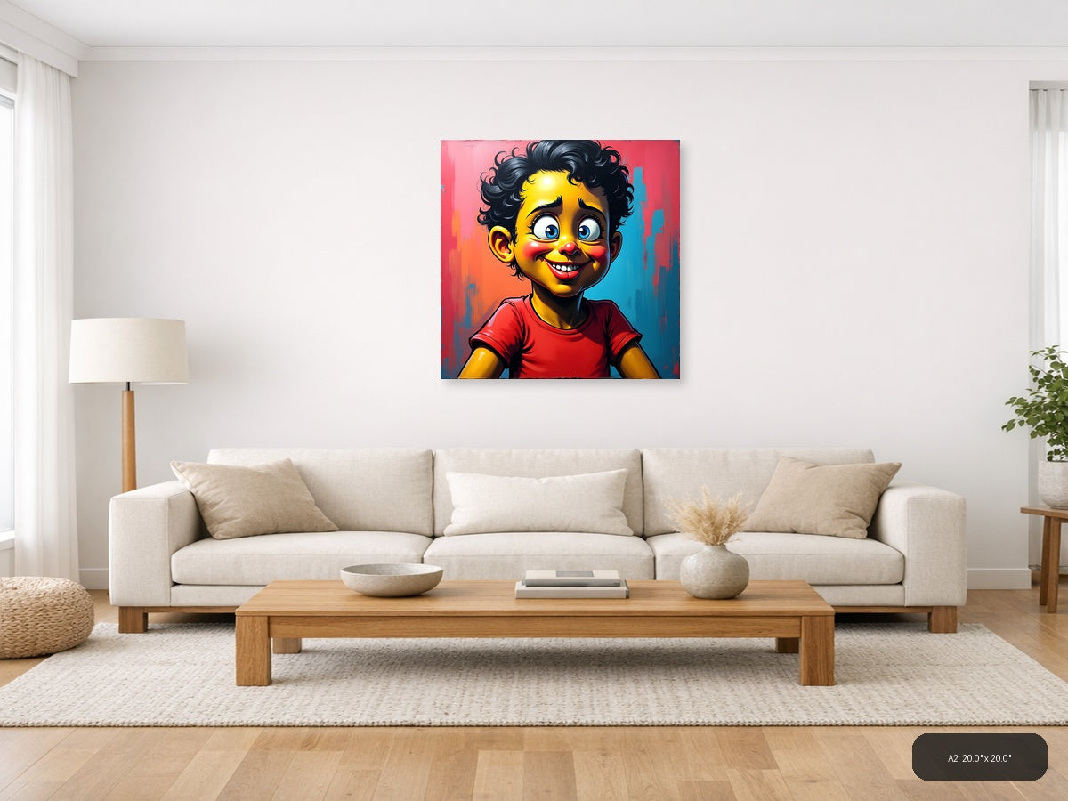 Vibrant Yellow Character Pop Art Wall Art — A2 / Living Room