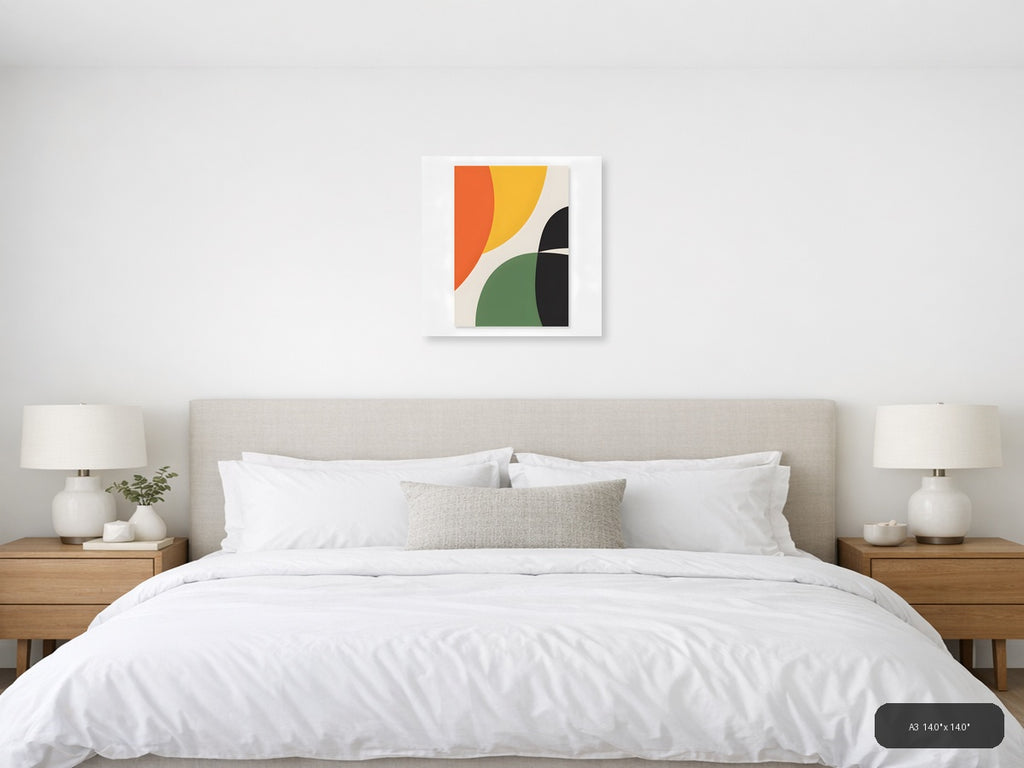 Minimalist Abstract Geometric Shapes Wall Art — A3 / Bedroom