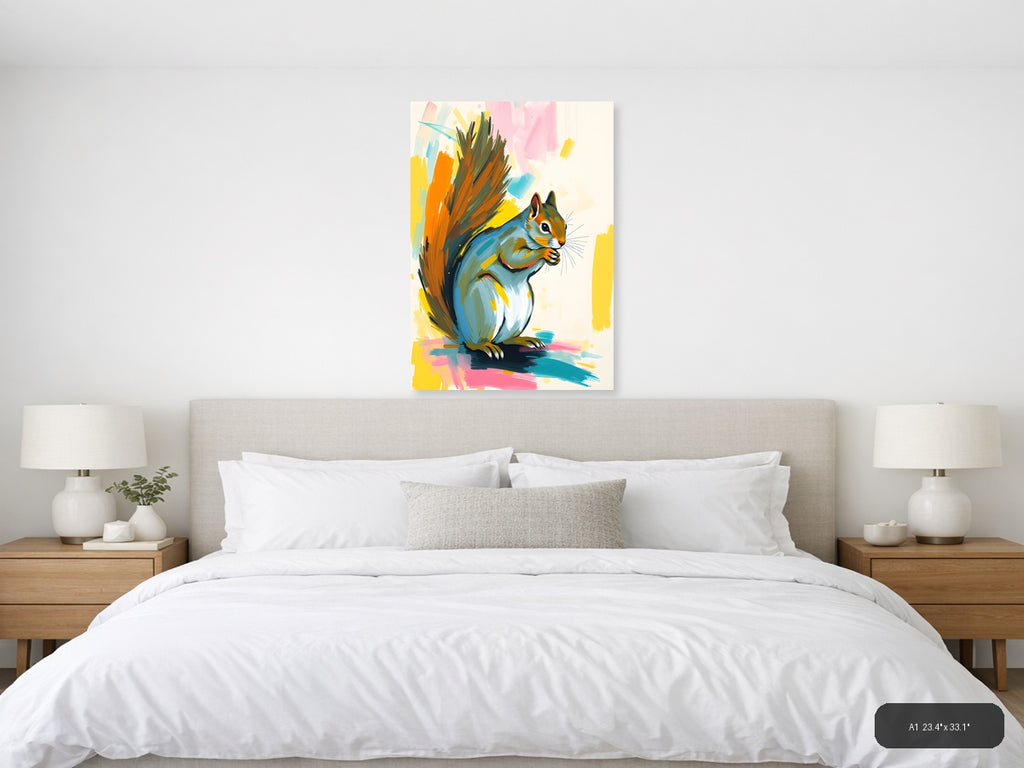 Colorful Abstract Squirrel Portrait Wall Art — A1 / Bedroom