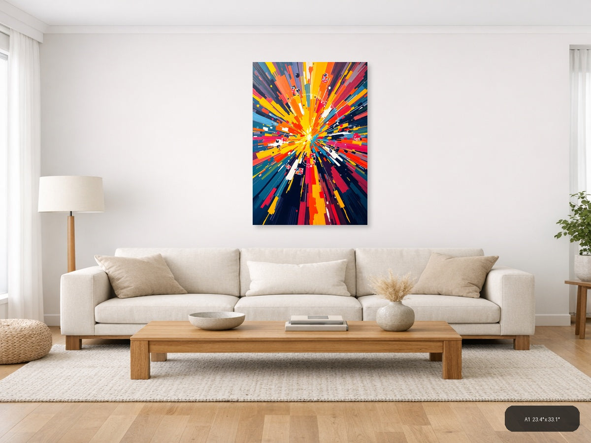 Vibrant Radial Burst Abstract Colorful Wall Art — A1 / Living Room