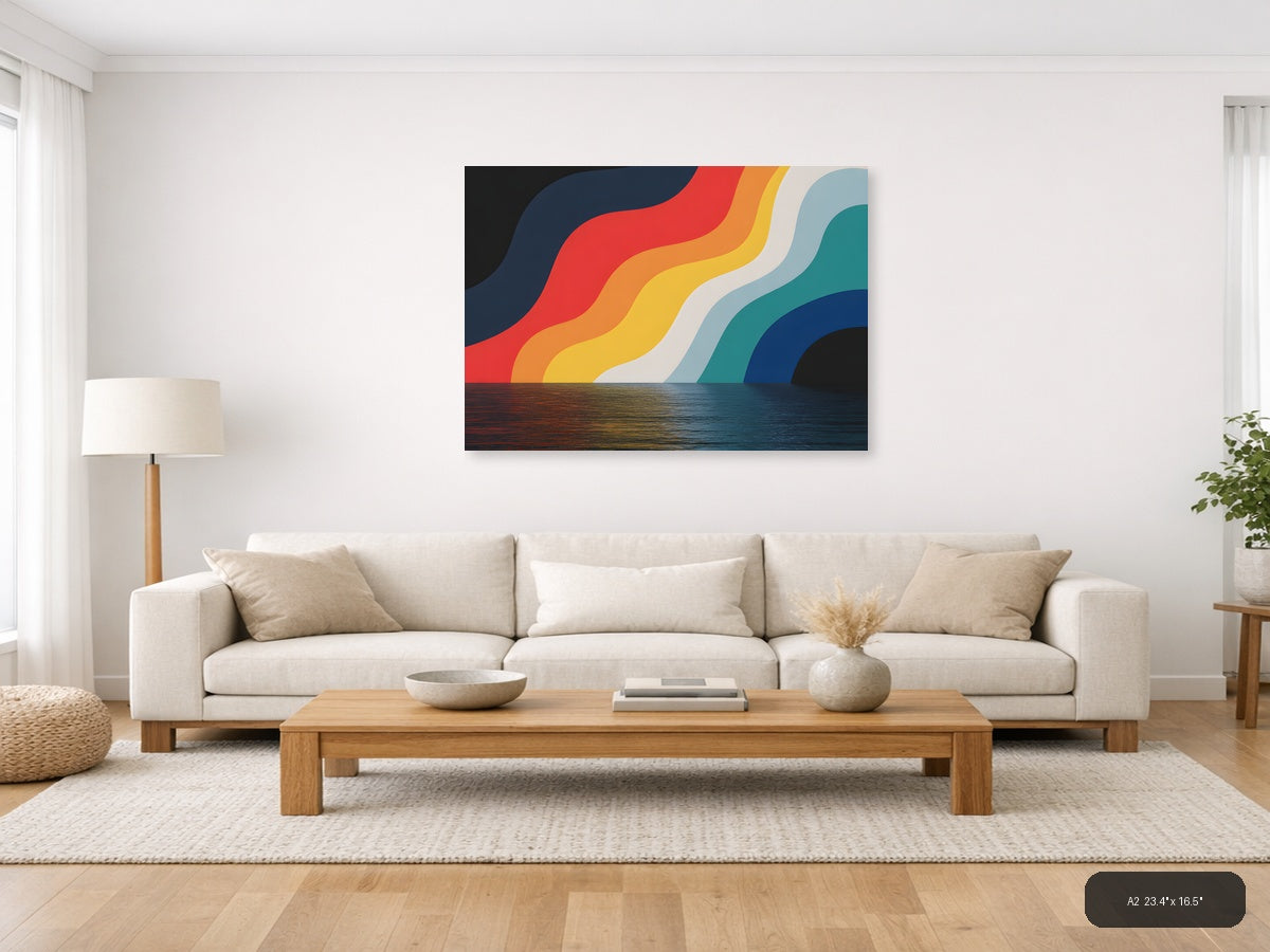 Colorful Wave Rainbow Stripes Photography Wall Art — A2 / Living Room