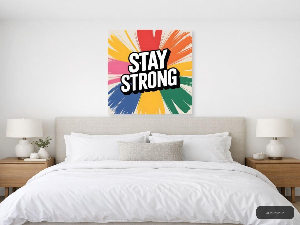 Stay Strong Motivational Abstract Radiant Wall Art — A1 / Bedroom