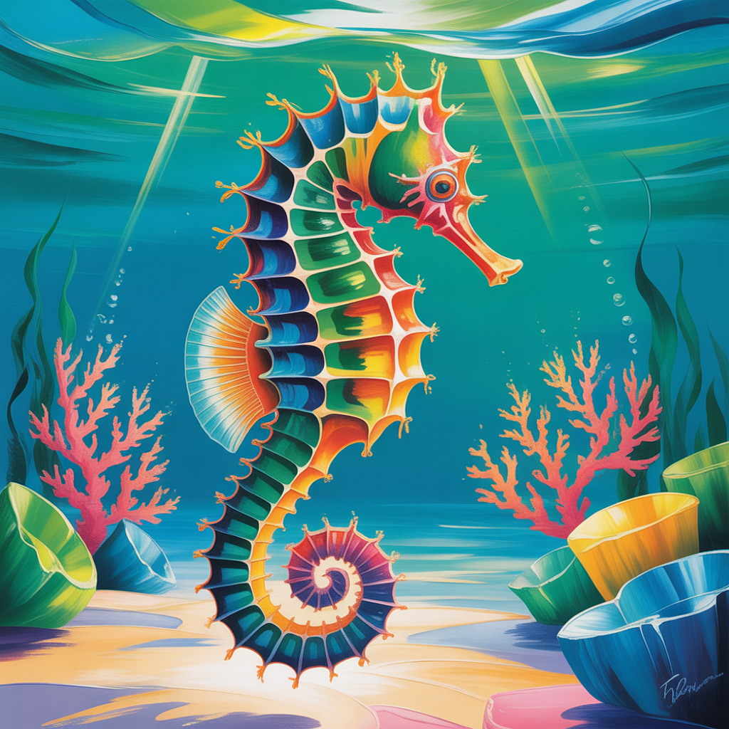Seahorse — Abstract (Square) Canvas Print | Abstract Wall Art | A4 A3 A2 A1
