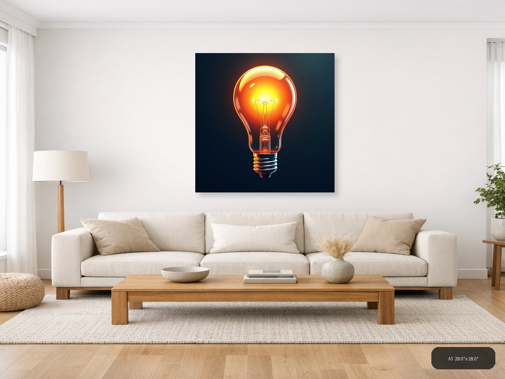 Glowing Lightbulb Abstract Modern Wall Art — A1 / Living Room