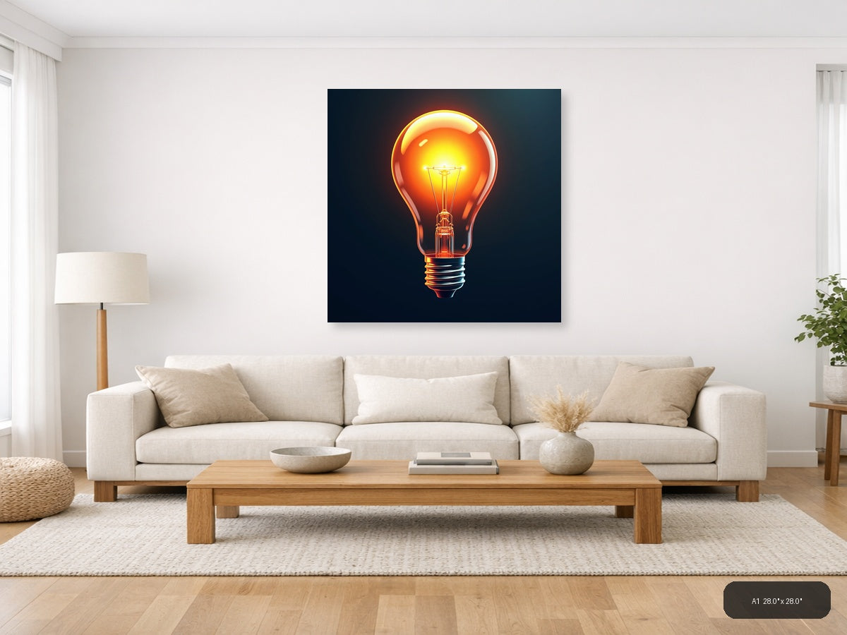 Glowing Lightbulb Abstract Modern Wall Art — A1 / Living Room