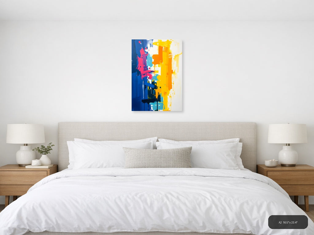 Bold Abstract Paint Splash Portrait Wall Art — A2 / Bedroom