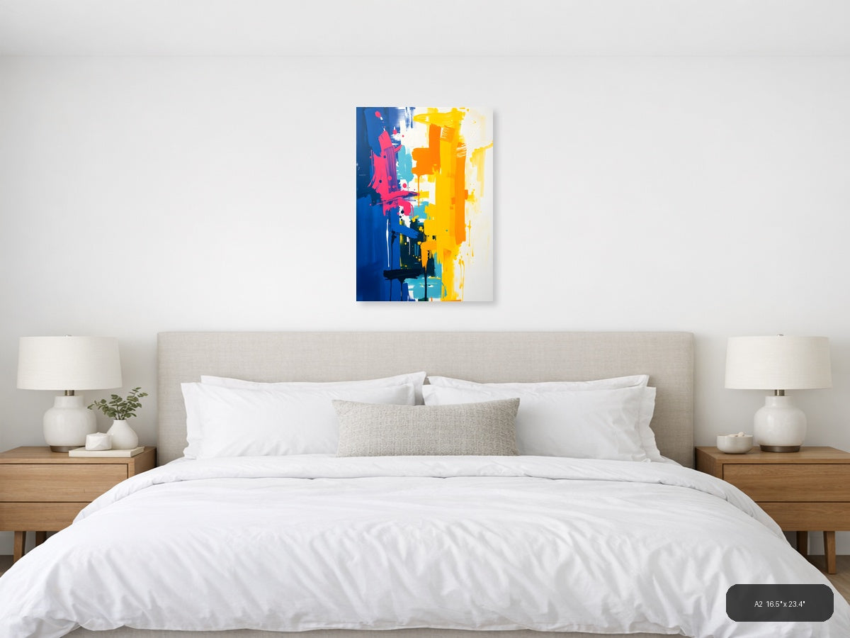 Bold Abstract Paint Splash Portrait Wall Art — A2 / Bedroom
