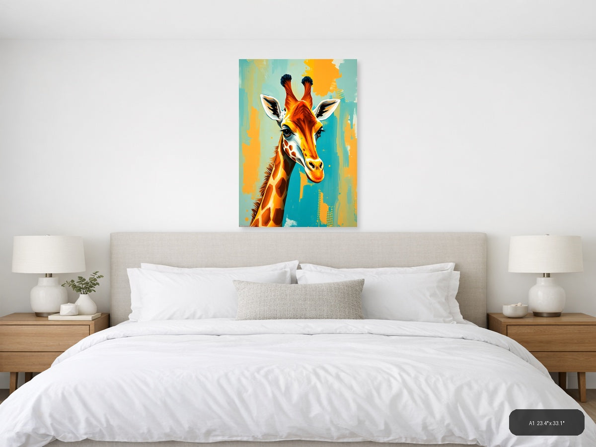 Colorful Abstract Giraffe Portrait Wall Art — A1 / Bedroom