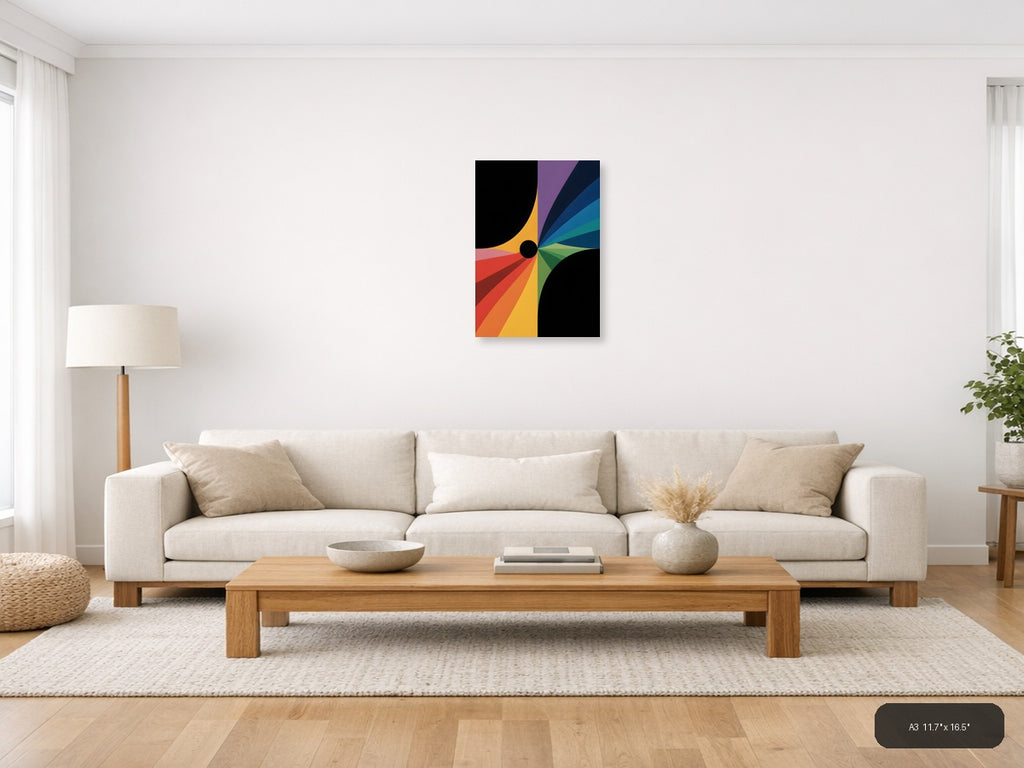 Colorful Radial Spectrum Circle Photography Wall Art — A3 / Living Room