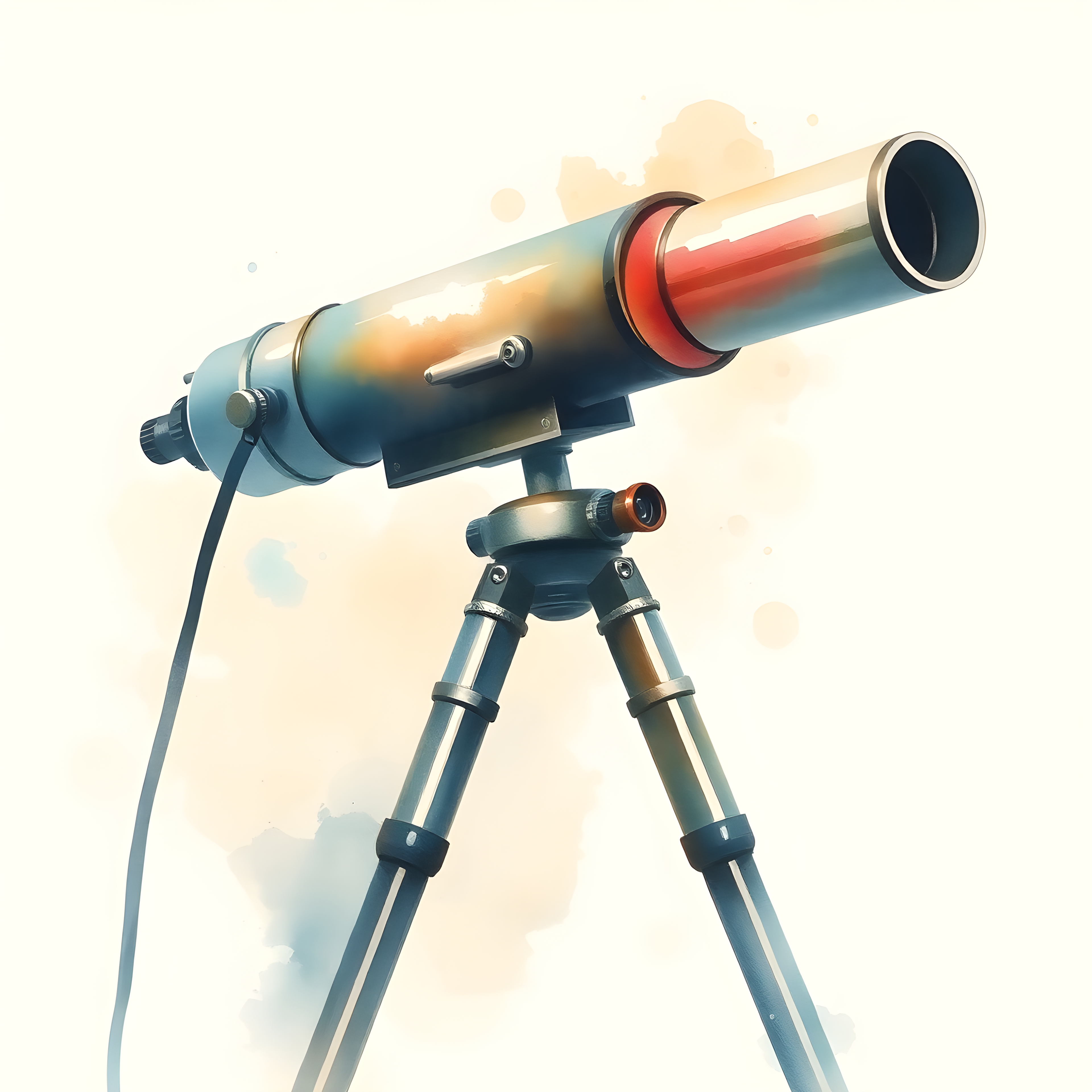 Vintage Telescope Watercolor Illustration Wall Art