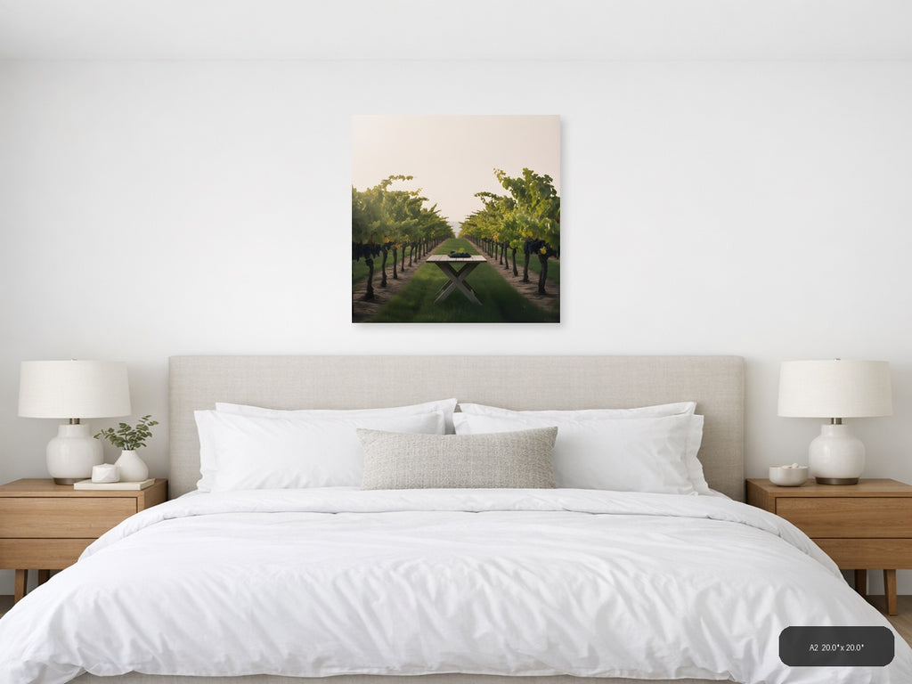 Vineyard Table Minimalist Landscape Wall Art — A2 / Bedroom