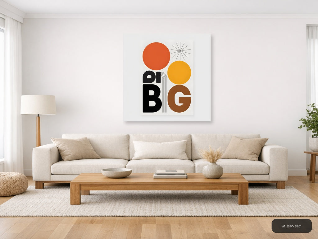 Minimalist Big Retro Sun Circle Geometric Wall Art — A1 / Living Room