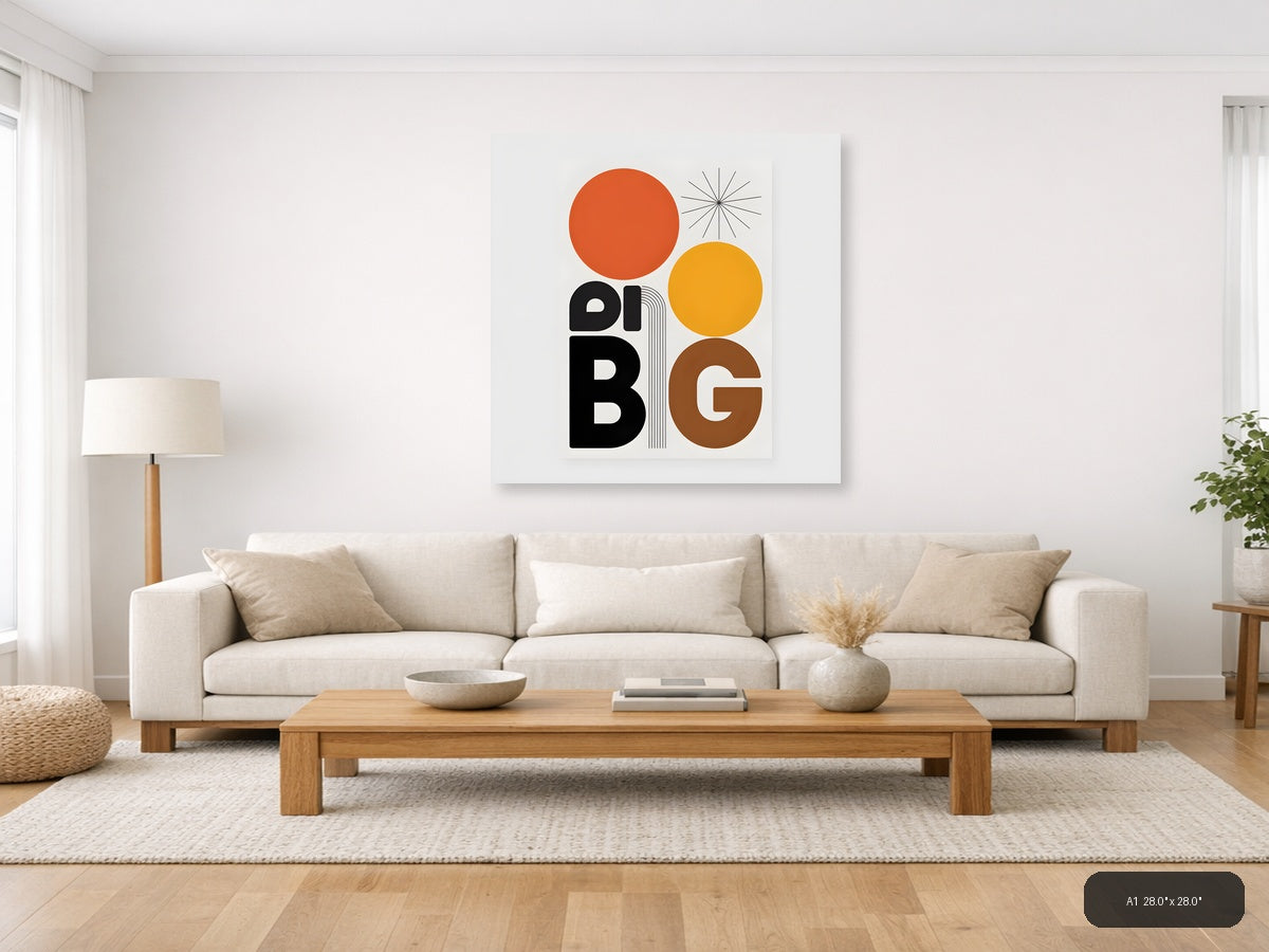 Minimalist Big Retro Sun Circle Geometric Wall Art — A1 / Living Room