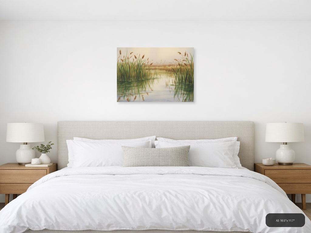 Wetland — Watercolor (Landscape) Canvas Print | Watercolor Wall Art | A4 A3 A2 A1 — A3 / Bedroom