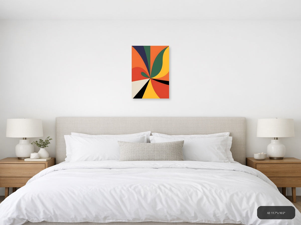 Abstract Geometric Sunburst Colorful Photography Wall Art — A3 / Bedroom