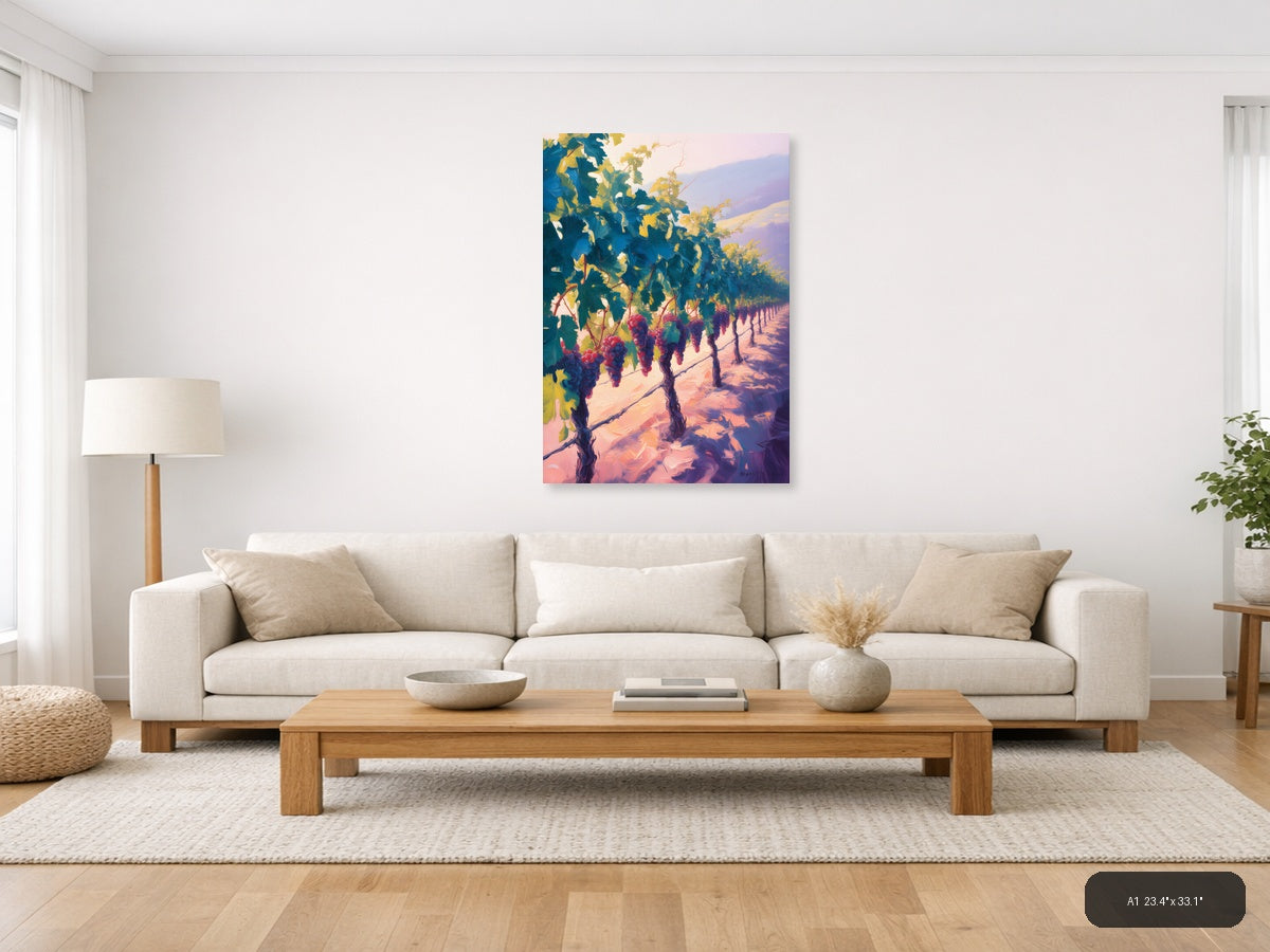 Vineyard Sunset Abstract Landscape Wall Art — A1 / Living Room