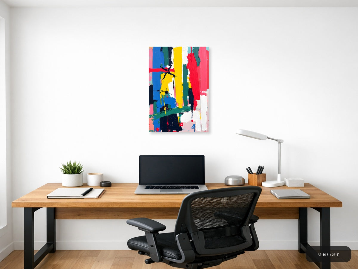 Vibrant Abstract Expressionist Vertical Stripes Wall Art — A2 / Office