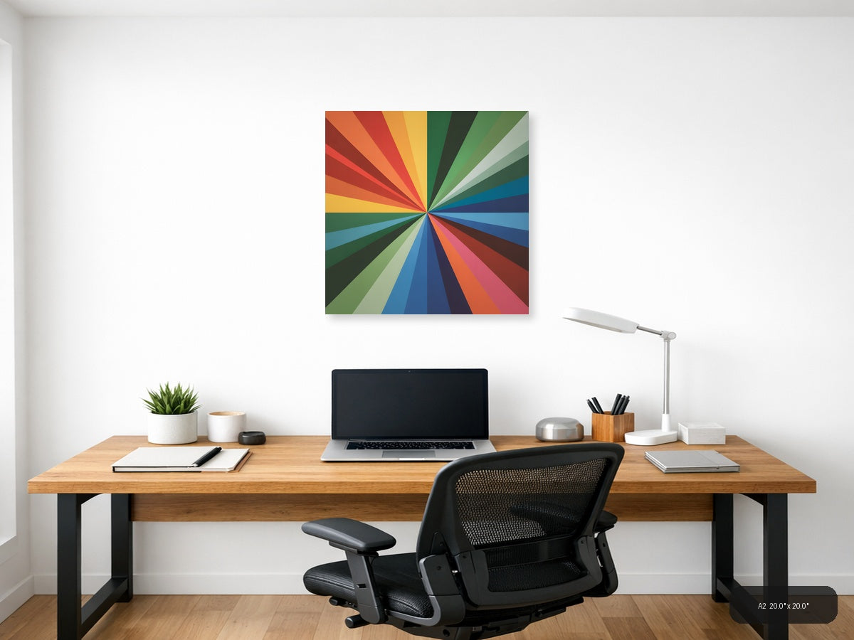 Colorful Radial Sunburst Rainbow Stripes Photography Wall Art — A2 / Office