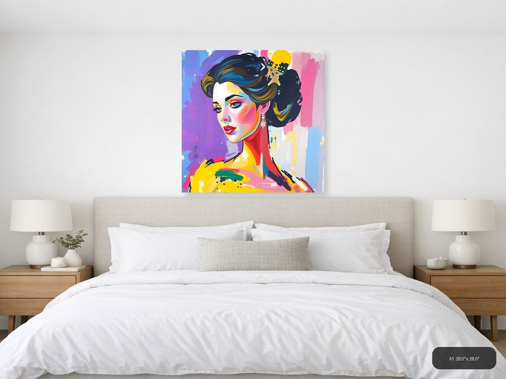 Colorful Abstract Woman Portrait Pop Art Wall Art — A1 / Bedroom