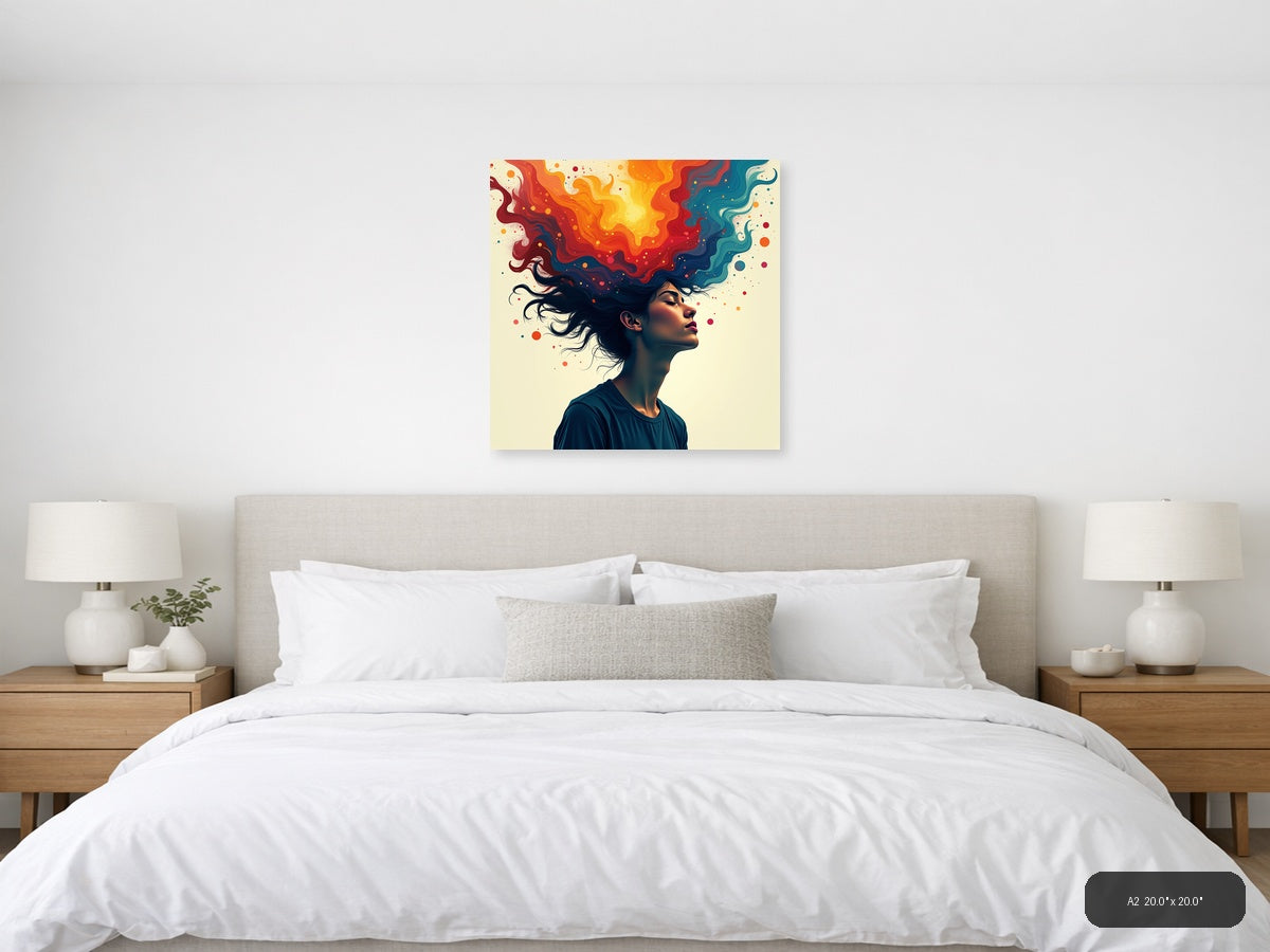 Colorful Mind Abstract Portrait Wall Art — A2 / Bedroom