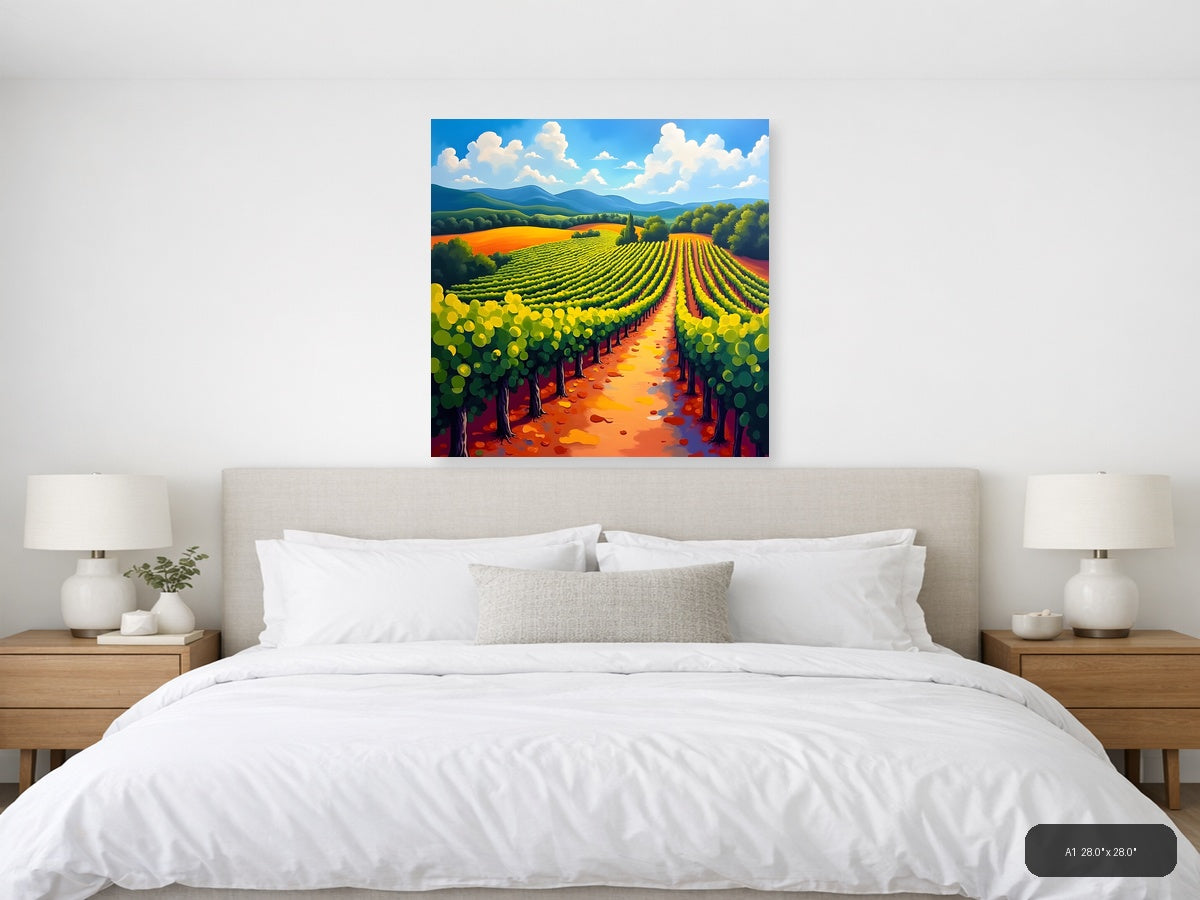 Vibrant Vineyard Landscape Abstract Wall Art — A1 / Bedroom