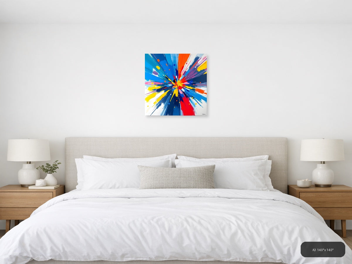 Vibrant Radial Burst Abstract Explosion Wall Art — A3 / Bedroom