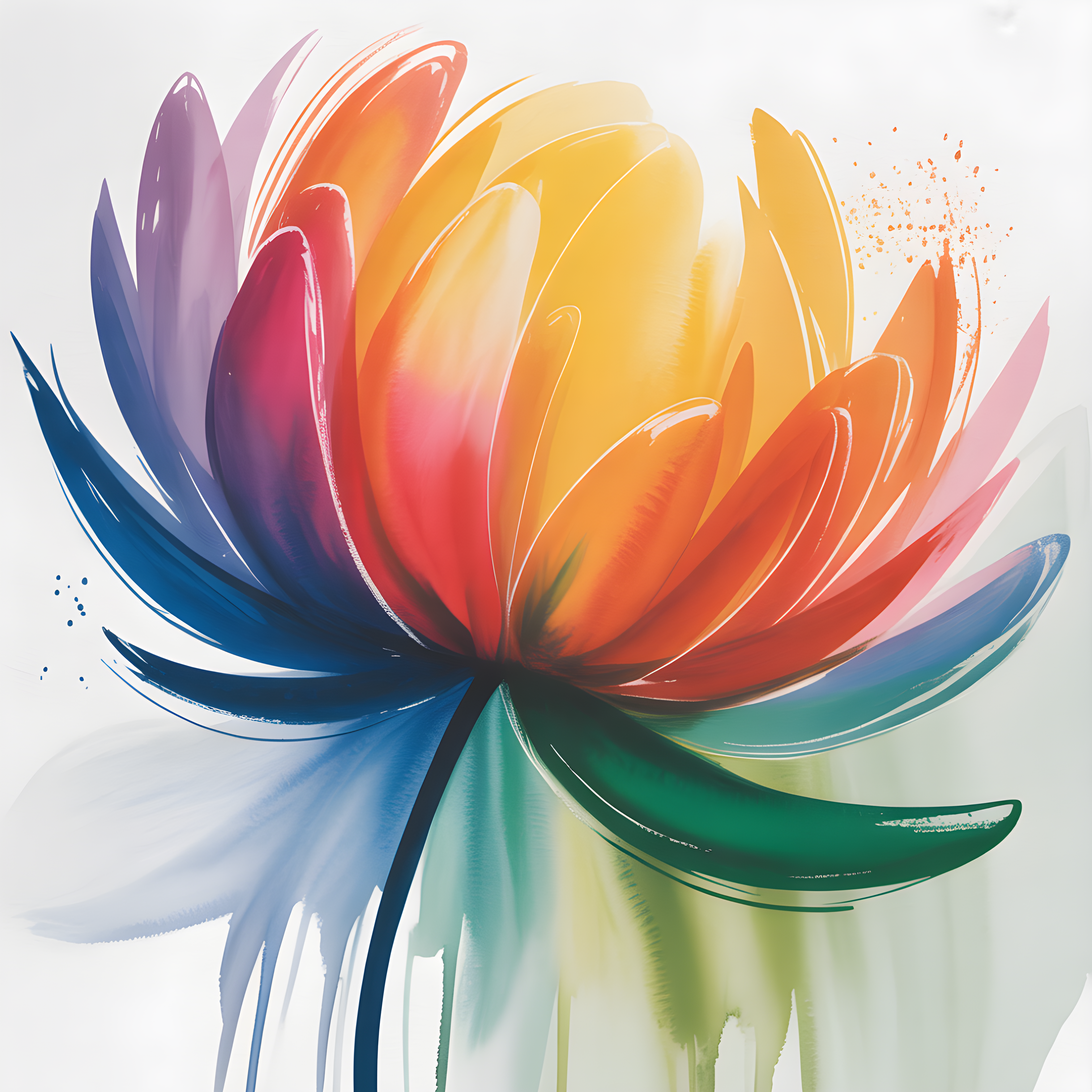 Colorful Watercolor Lotus Flower Wall Art