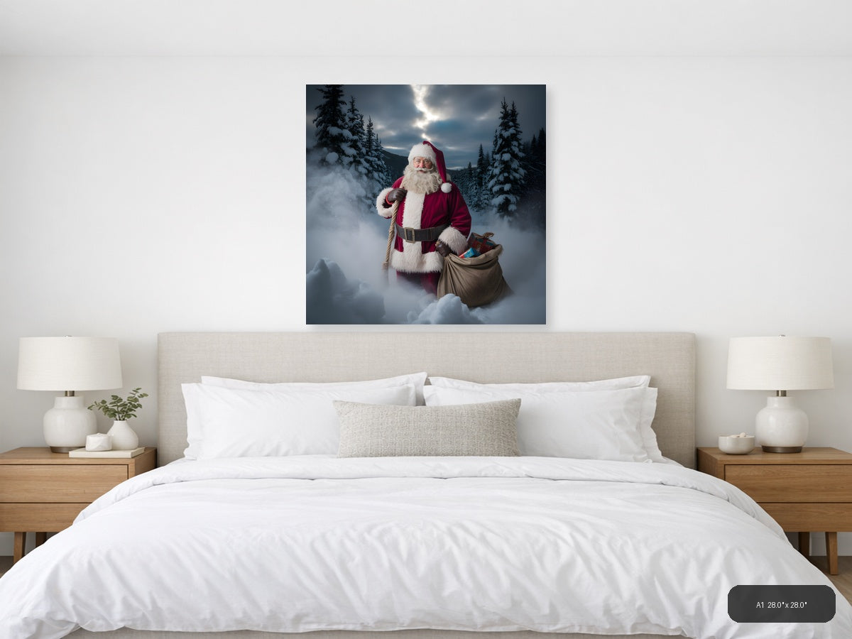 Santa Claus Winter Forest Snow Photography Wall Art — A1 / Bedroom