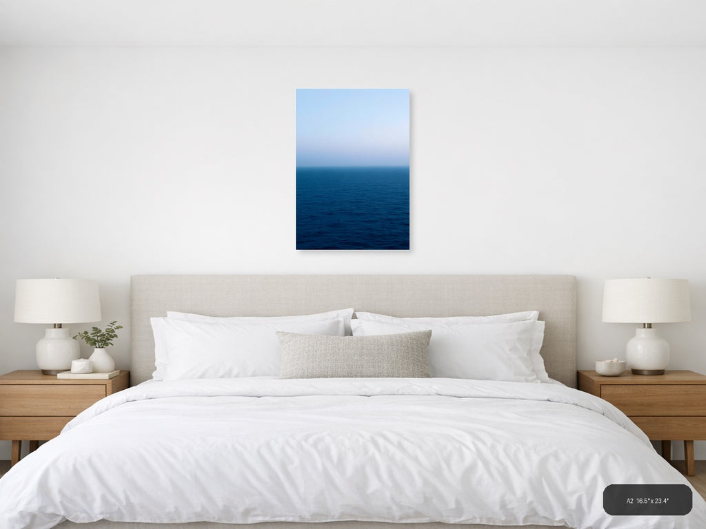 Minimalist Ocean Horizon Blue Gradient Wall Art — A2 / Bedroom