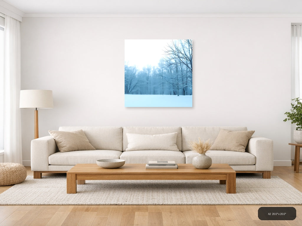 Minimalist Winter Forest Snow Landscape Wall Art — A2 / Living Room
