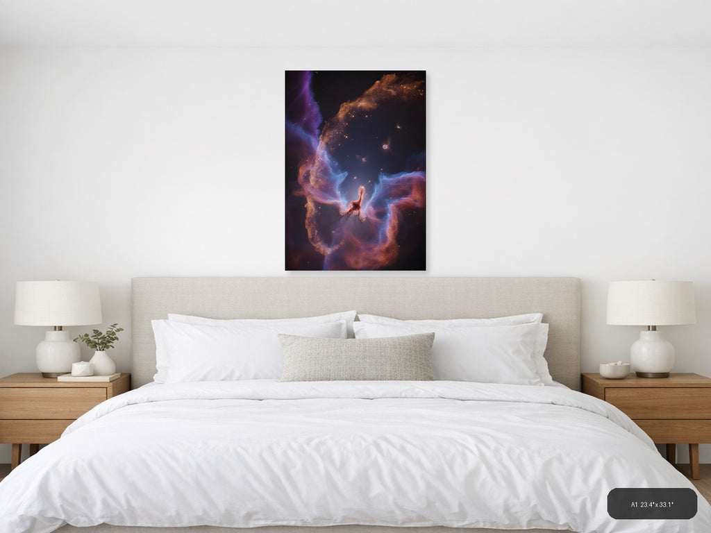 Cosmic Nebula with Golden Stars - Space Photography Wall Art — A1 / Bedroom