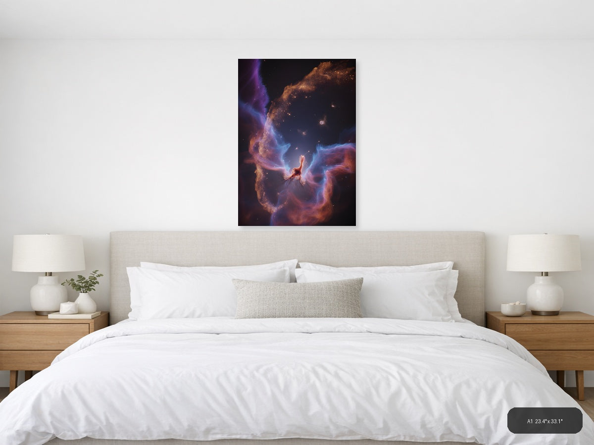 Cosmic Nebula with Golden Stars - Space Photography Wall Art — A1 / Bedroom