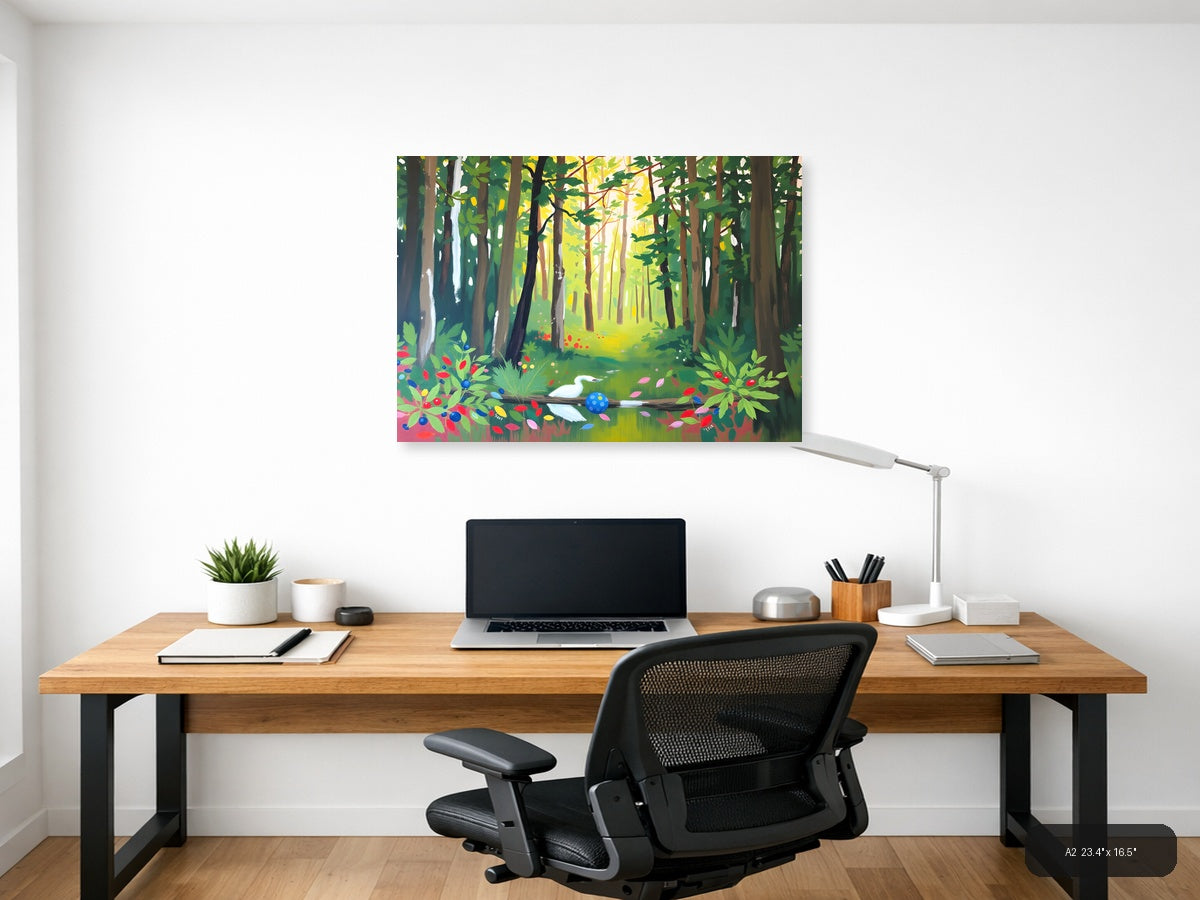 Enchanted Forest Path Abstract Landscape Wall Art — A2 / Office