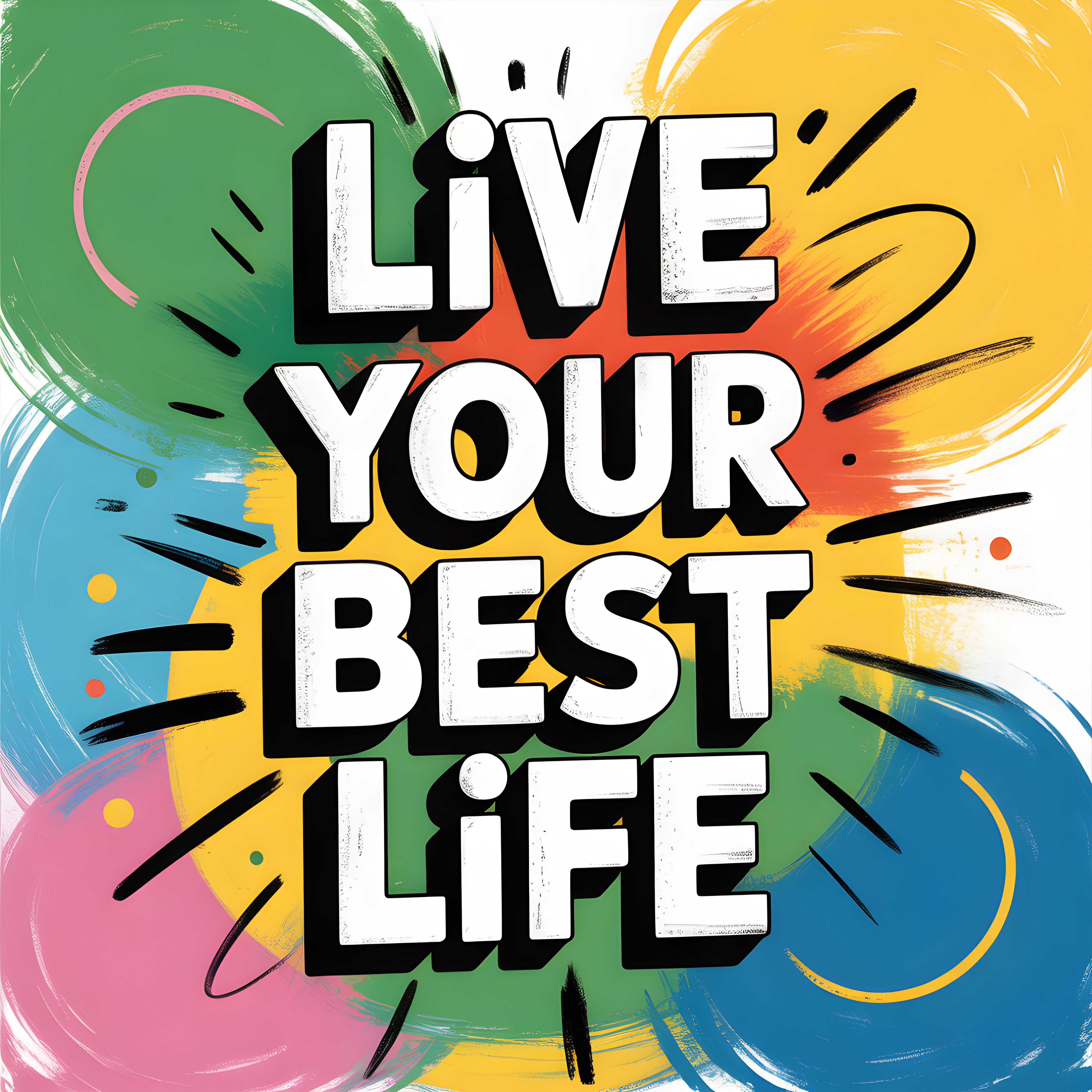 Live Your Best Life Abstract Colorful Wall Art