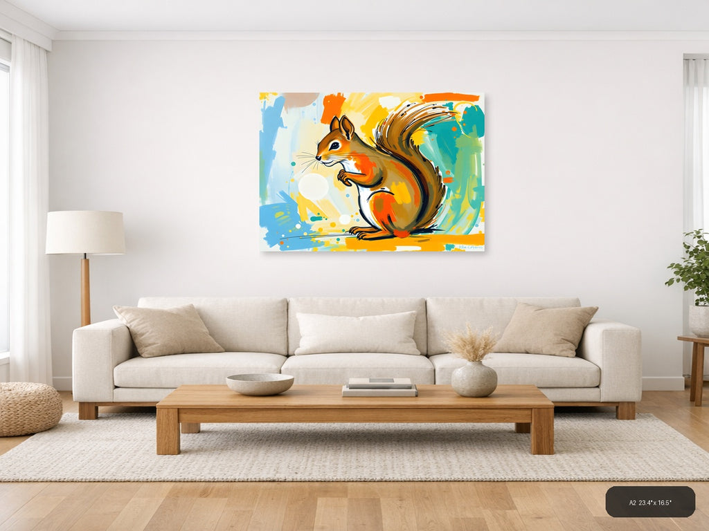 Colorful Abstract Squirrel Modern Animal Wall Art — A2 / Living Room