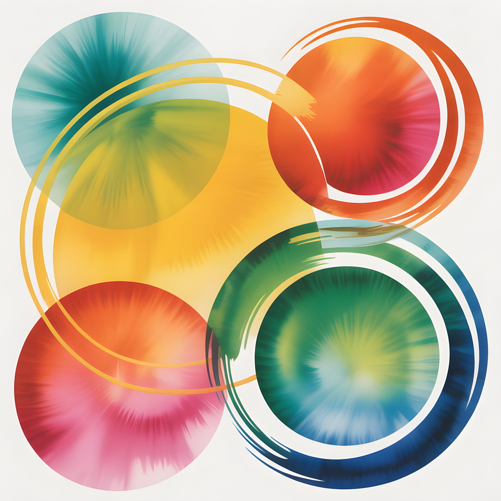 Colorful Watercolor Circles Abstract Modern Wall Art