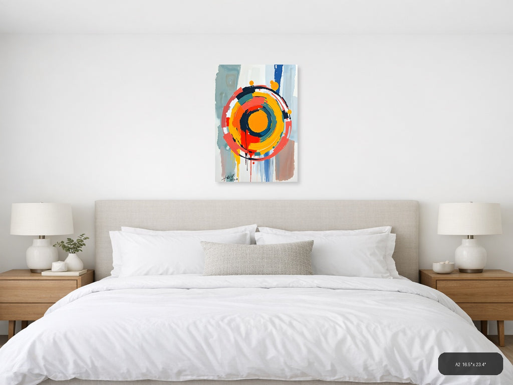 Vibrant Abstract Concentric Circles Modern Wall Art — A2 / Bedroom